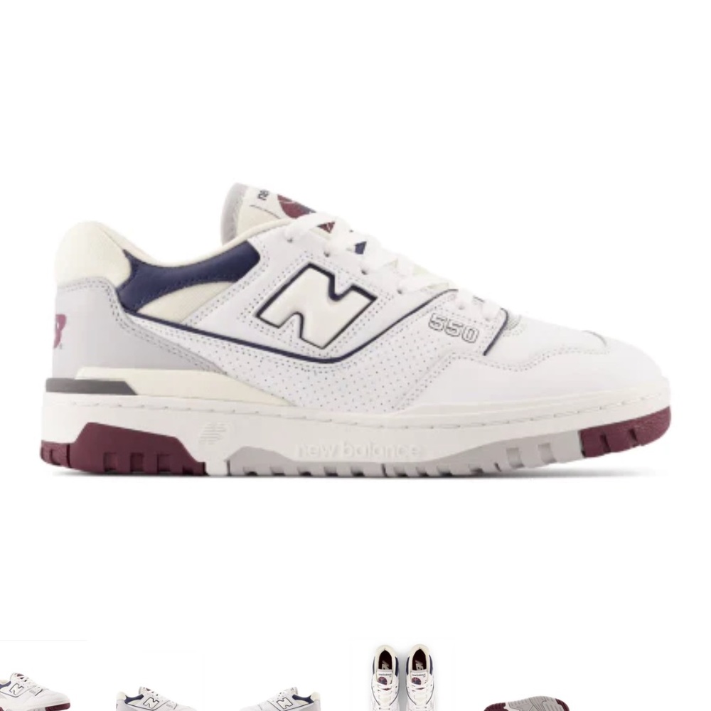 New Balance 550 White and Maroon Sneakers